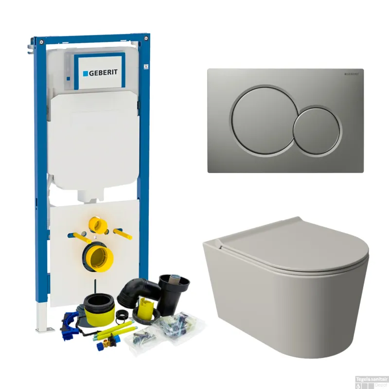 Geberit UP720 Toiletset Wandcloset Salenzi Civita Mat Grijs met Sigma 01 Drukplaat Gratis Retour