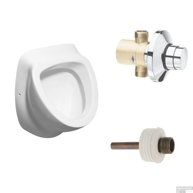 Bestseller Urinoir Set Sapho Isvea Met Drukplaat En Afvoer Wit