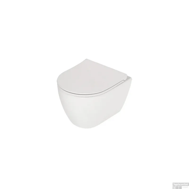Wandcloset Plieger Lima Diepspoel Rimless met Softclose Closetzitting Wit Nieuw