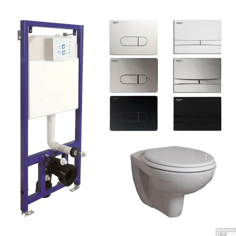 Populair Toiletset Budget Set 02 B&W Compact Met B&W Drukplaat