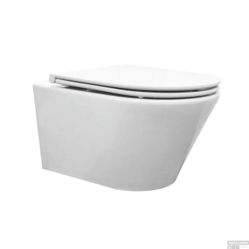 Flitsaanbieding Hangtoilet Wiesbaden Vesta Rimless Diepspoel Wit (incl Flatline Zitting)