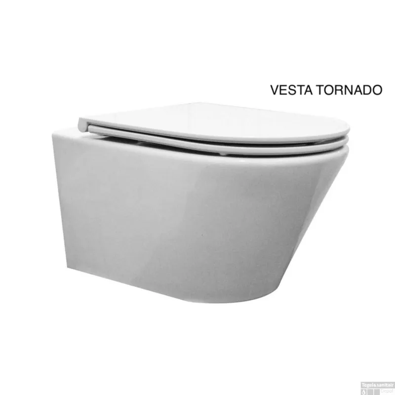 Wandcloset Wiesbaden Vesta Rimless Tornado Flush met Softclose Toiletzitting Glans Wit Direct Beschikbaar
