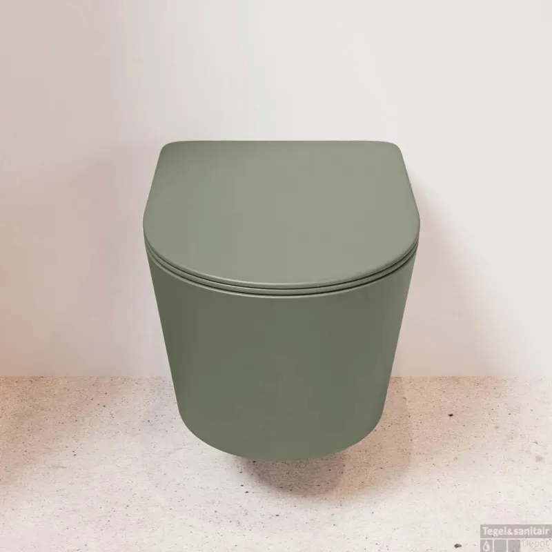 MONDIAZ LAVIE hangend toilet single fire rimless diepspoel Army, Toiletzitting met quick-release & softclose Army Koop Vandaag