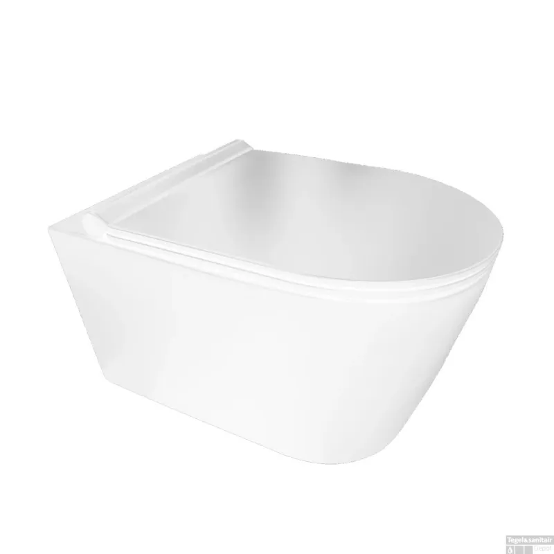 Wandcloset BWS Plana 50x35x36.5cm Keramiek Rimless Mat Wit (Incl. zitting) Hoge Kwaliteit