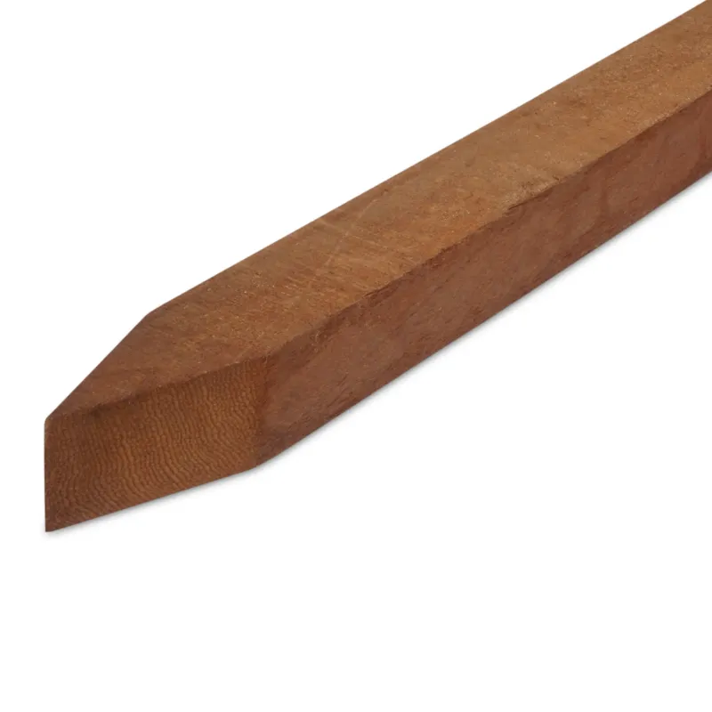 hardhout - puntpaal Azobé paal met punt - 70x70 mm - fijnbezaagd / ruw - rechte puntpaal - azobe hardhout AD 20-25% - Azobé paal met punt - 70x70 mm - ruw: 100 cm Bestseller