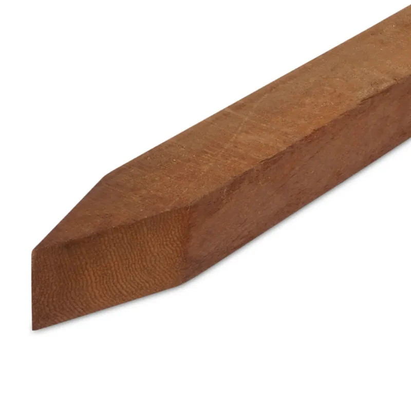 Finale Uitverkoop hardhout - puntpaal Azobé paal met punt - 80x80 mm - fijnbezaagd / ruw - rechte puntpaal - azobe hardhout AD 20-25% - Azobé paal met punt - 80x80 mm - ruw: 200 cm