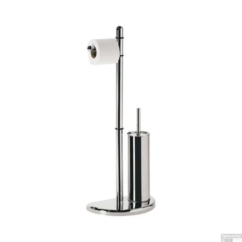 Weekendaanbieding Toiletborstelhouder Sapho Hibiscus Vrijstaand met Toiletrolhouder Chroom