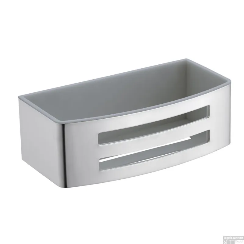 Lage Prijs Doucherek Sanilux Design Recht 25x12x8cm Chroom met uitneembaar kunststof inzetstuk