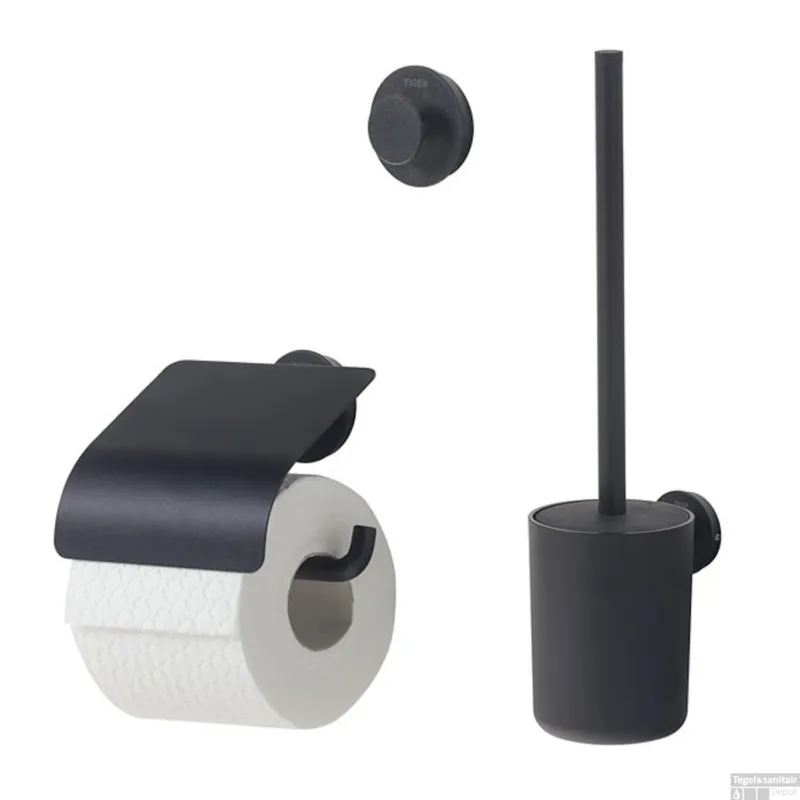 Toiletaccessoireset Tiger Urban Met Toiletborstel, Toiletrolhouder Met Klep en Handdoekhaak Zwart Tijdelijk Beschikbaar