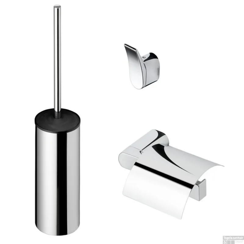 Tijdelijk Beschikbaar Toiletset Accessoires Geesa Wynk met Toiletborstel Toiletrolhouder en Handdoekhaak Chroom