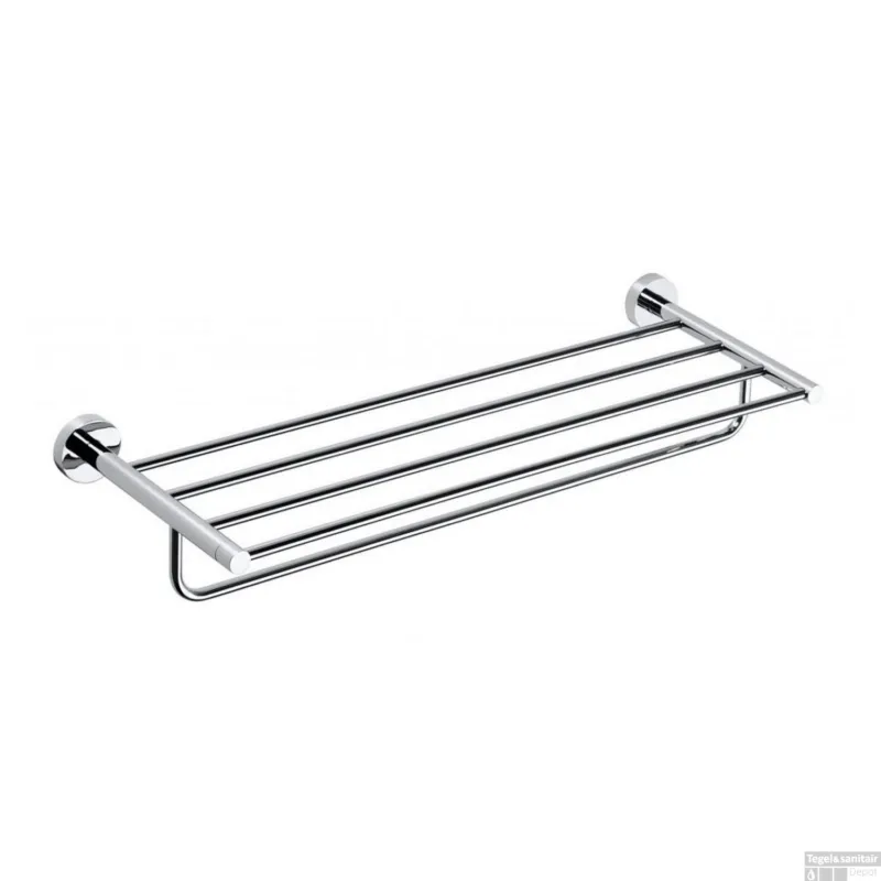 Veilige Betaling Dubbele Handdoekhouder Sapho X-Round Hangend met Plankopslag 65 cm Chroom