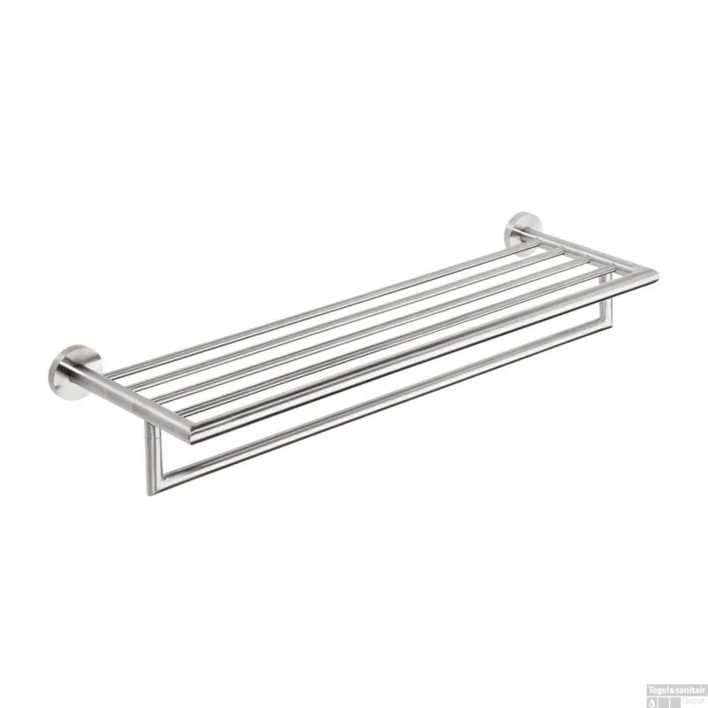 Laatste Kans Dubbele Handdoekhouder Sapho X-Steel met Plankopslag 65 cm Geborsteld RVS