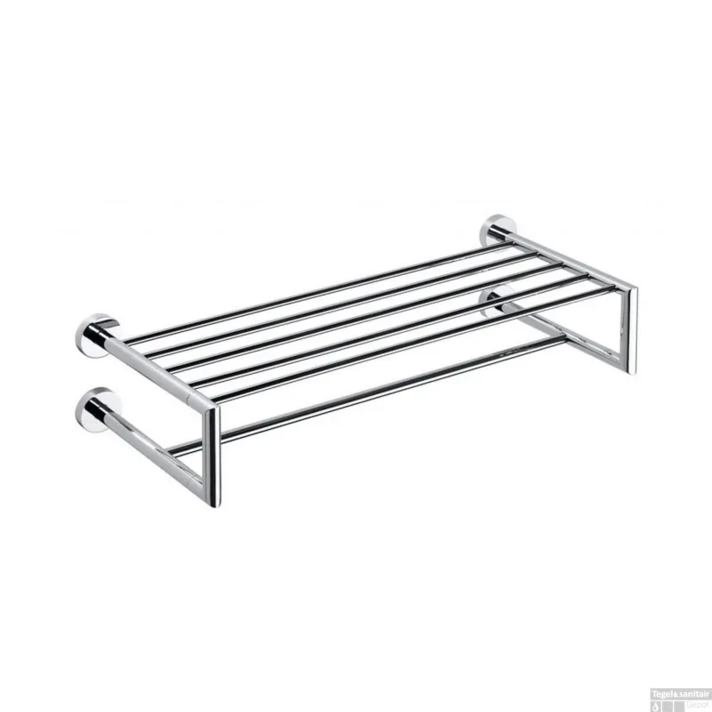 Koopje Dubbele Handdoekhouder Sapho X-Round met Plankopslag 65 cm Chroom