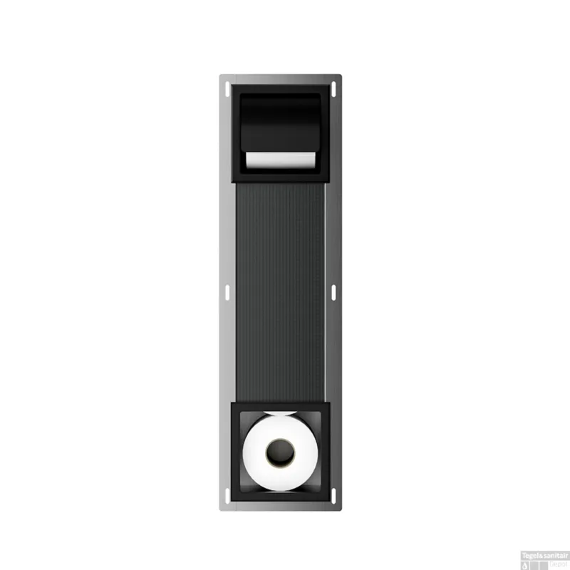 Toiletrolhouder met Klep en Reserverolhouder Inbouw BWS Milan Mat Zwart Merkproduct