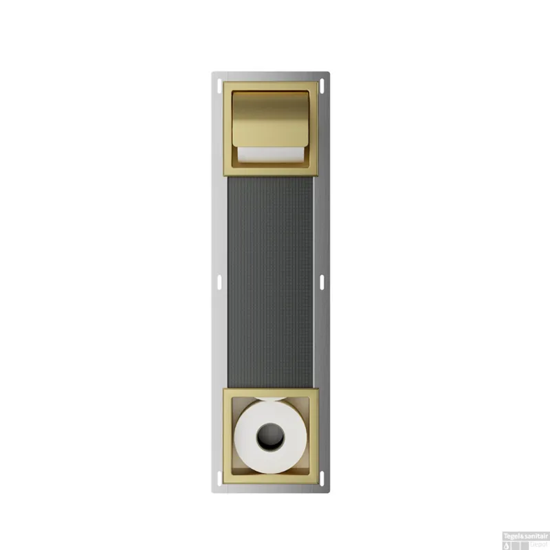 Toiletrolhouder met Klep en Reserverolhouder Inbouw BWS Milan Geborsteld Messing Koop Online