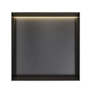 Hotbath &MORE Inbouwnis 30x30x10cm frameless + LED Geborsteld Zwart PVD Seizoensaanbieding