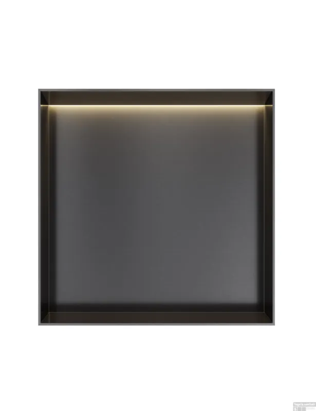 Hotbath &MORE Inbouwnis 30x30x10cm frameless + LED Geborsteld Zwart PVD Seizoensaanbieding