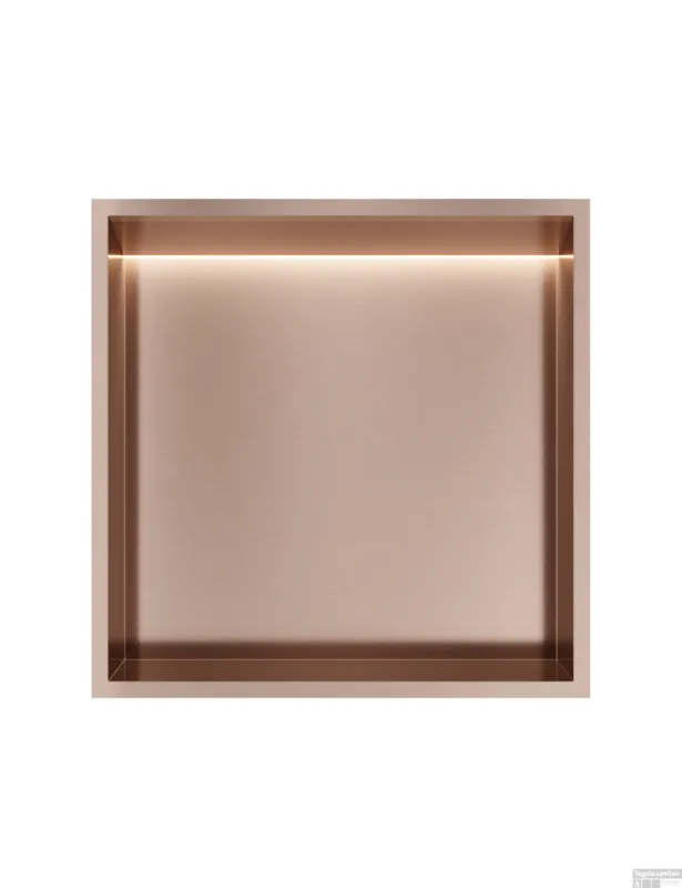 Hotbath &MORE Inbouwnis 30x30x10cm met LED IP44 Geborsteld Koper PVD Beperkt Aanbod