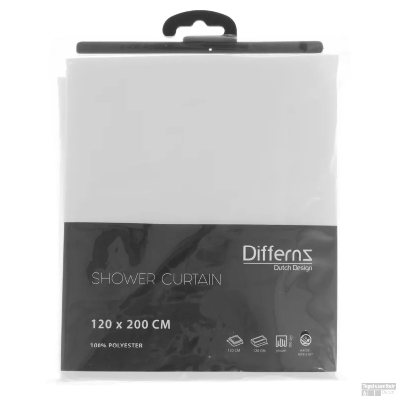 Aanbieding Douchegordijn Differnz Color Polyester 120x200 cm Wit
