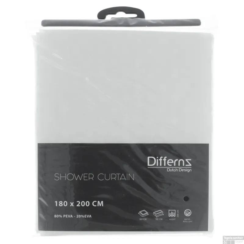 Douchegordijn Differnz Dots PEVA 180x200 cm Wit Weekendaanbieding