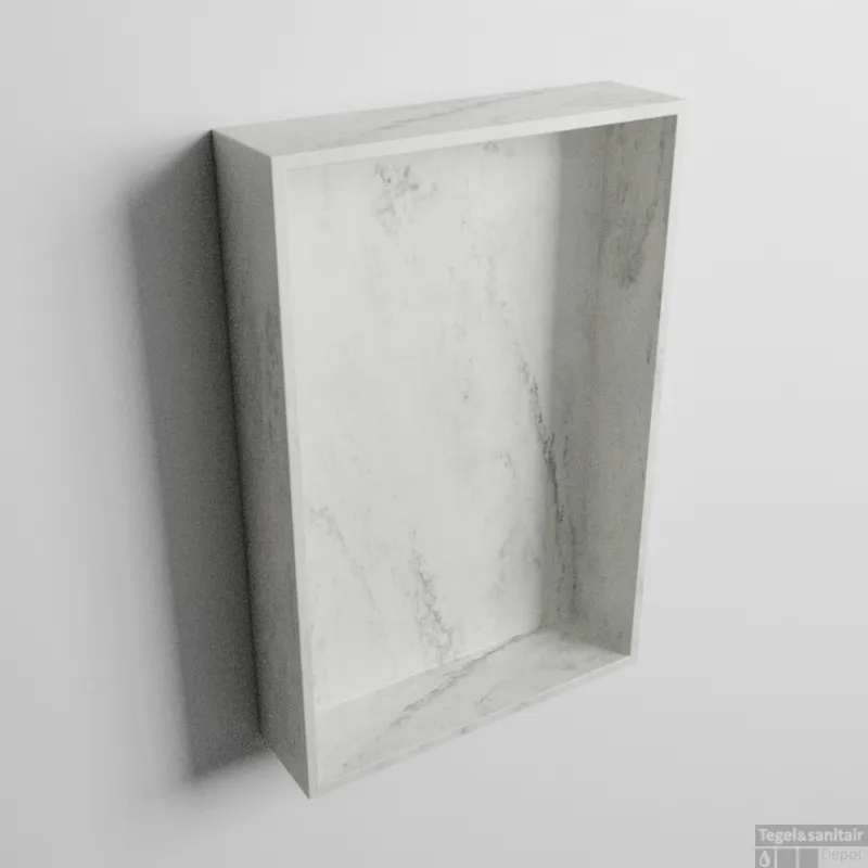 Beperkt Aanbod MONDIAZ EASY Nis 44,5x29,5cm in solid surface kleur Opalo. 1 vak geschikt voor in- of opbouw