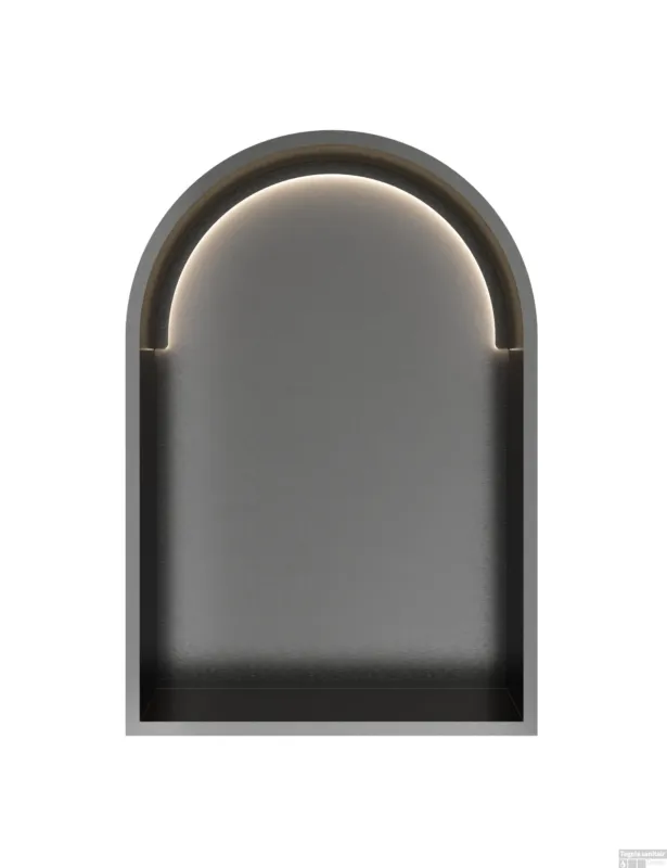 Lage Prijs Hotbath &MORE Inbouwnis Toogmodel 30x45x10cm met LED IP44 Geborsteld Gunmetal PVD