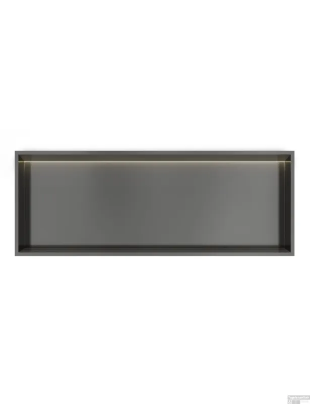 Hete Deal Hotbath &MORE Inbouwnis 30x80x10cm met LED IP44 Geborsteld Gunmetal PVD