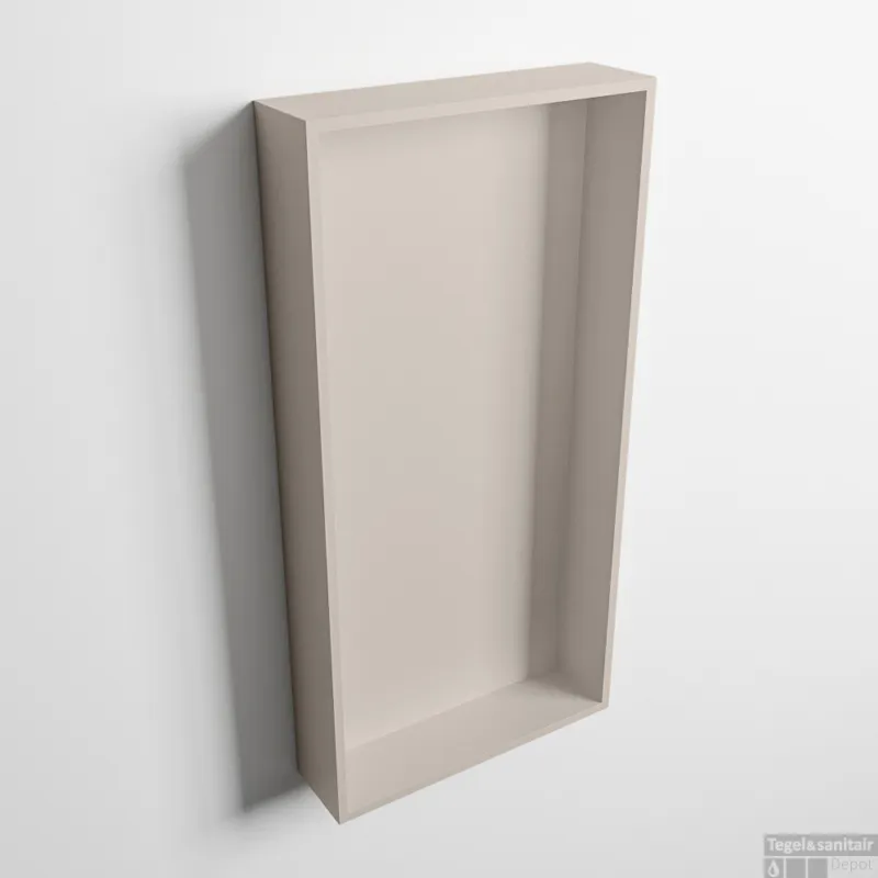 Gereduceerde Prijs MONDIAZ EASY Nis 59,5x29,5cm in solid surface kleur Linen Linen. 1 vak geschikt voor in- of opbouw