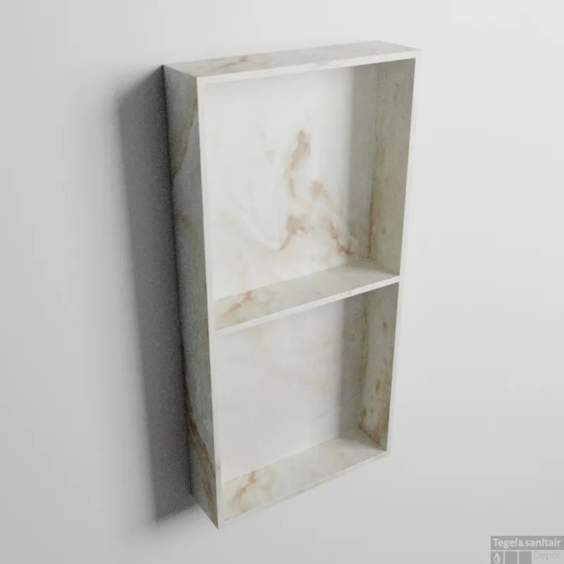 MONDIAZ EASY Nis 59,5x29,5cm in solid surface kleur Frappe. 2 vakken geschikt voor in- of opbouw Korting