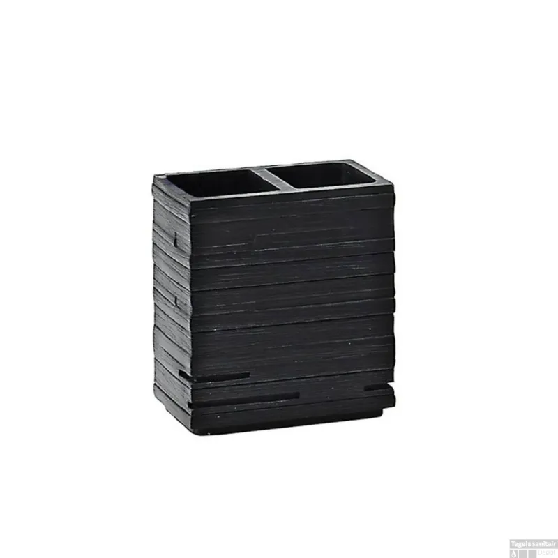 Tandenborstelhouder Sapho Quadrotto Vrijstaand 11.5x10.2x6.2 cm Polyresin Zwart Merkproduct
