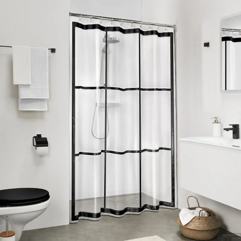 Douchegordijn Sealskin Brix PEVA 180x200 cm Transparant / Zwart Betrouwbaar