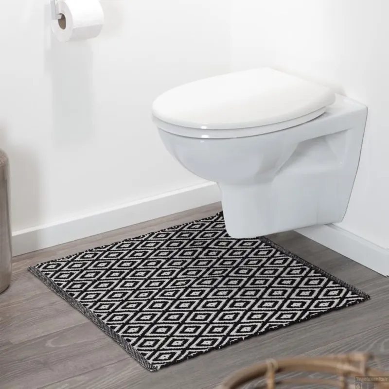 Badmat Sealskin Trellis 60x60 cm Katoen Zwart Hoge Kwaliteit