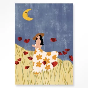 Girl In A Poppyfield - Moderne Wanddecoratie | Artprint, Glass Art & Wandkleed Beste Prijs