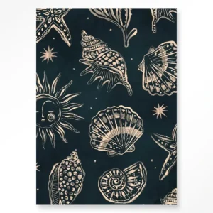 Favoriet Seashells Midnight - Moderne Wanddecoratie | Artprint, Glass Art & Wandkleed