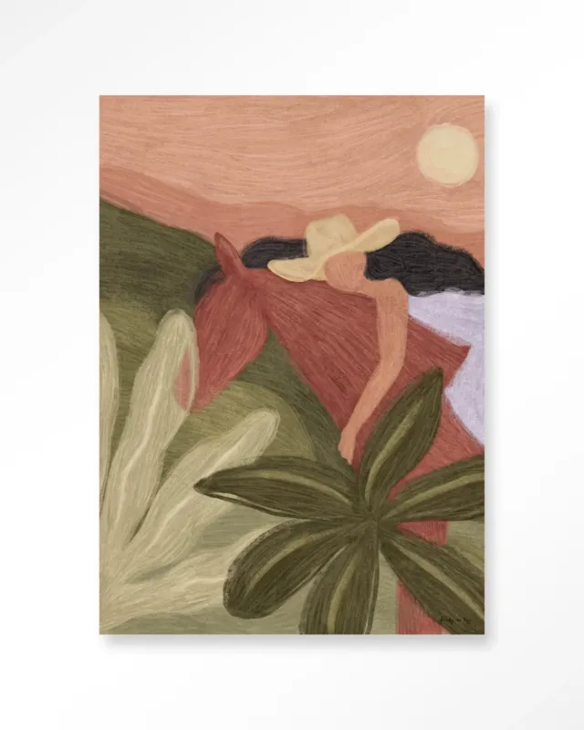 Op = Op Horse Sunset - Moderne Wanddecoratie | Artprint, Glass Art & Wandkleed