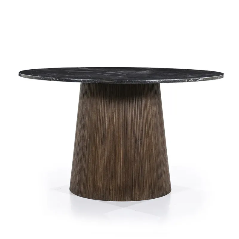 Goedkoop Rond Eettafel Maxim – mangohout & marmer zwart 130x76cm