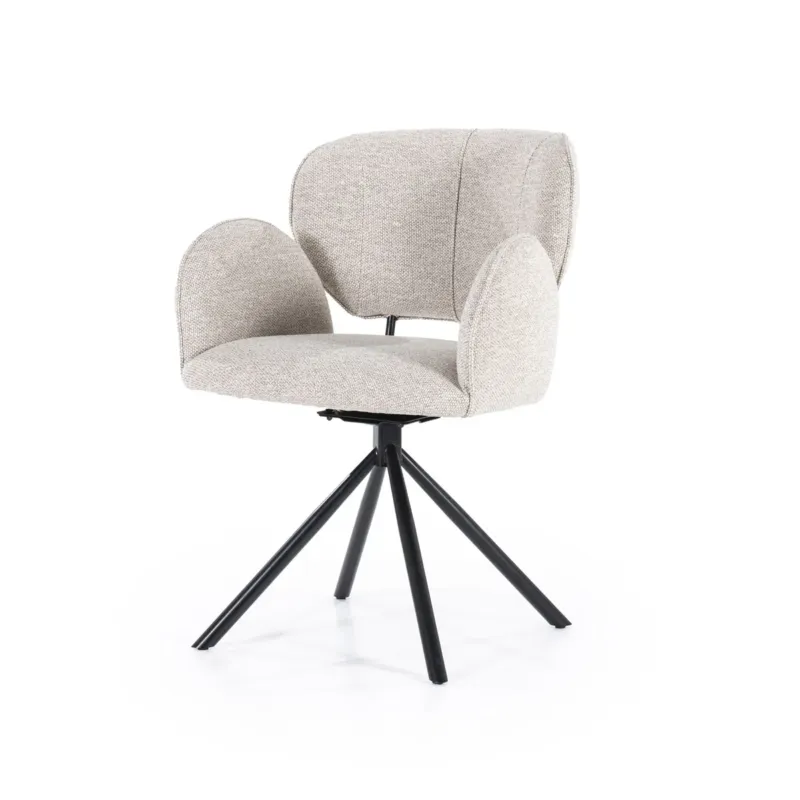 Superprijs Stoel Rosalin – stof & metaal taupe moon