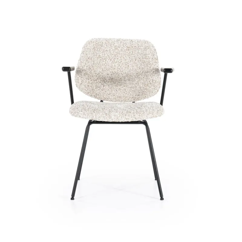Stoel Jon met armleuning – stof & metaal beige maywood Actieprijs