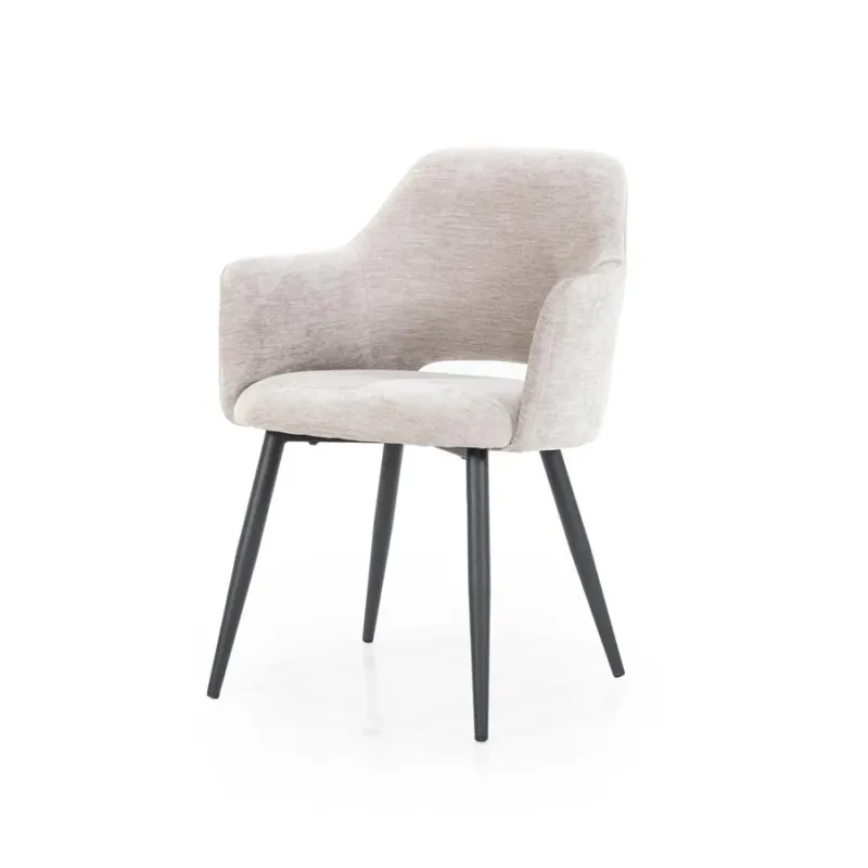Stoel Esmee met armleuning – polyester & metaal beige mellow Exclusieve Aanbieding