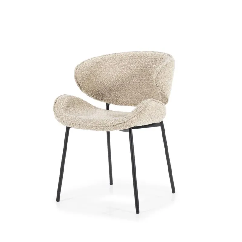 Snelle Levering Stoel Tess – stof & metaal zand spark