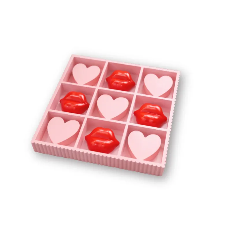 Boter-Kaas-en-Eieren Spel – Hartjes & Lippen – Roze Veilige Betaling