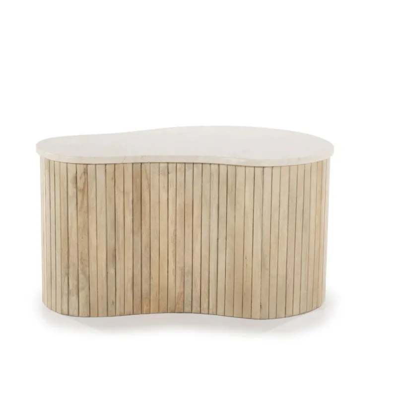 Rechtstreeks Van De Fabrikant Salontafel Kira – mangohout & marmer wit small