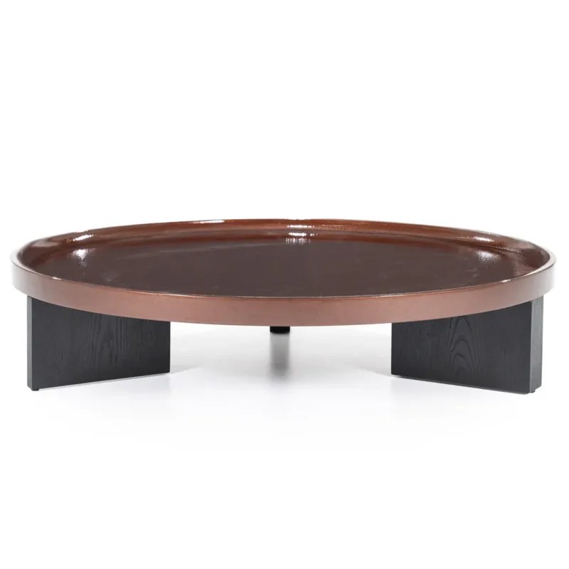 Salontafel Mayson – MDF & eikenfineer rood 120x120x25cm Exclusieve Aanbieding