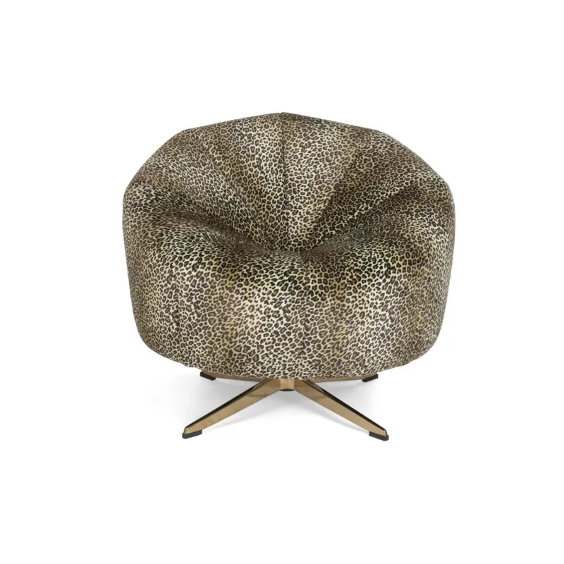Bestel Nu Bold Monkey Loungestoel met Panterprint – Fluwelen Draaifauteuil Design