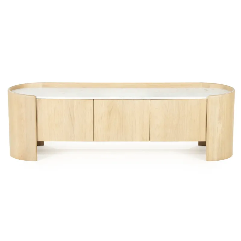 Superprijs TV meubel Don – eikenhout, eikenfineer & marmer naturel 165cm