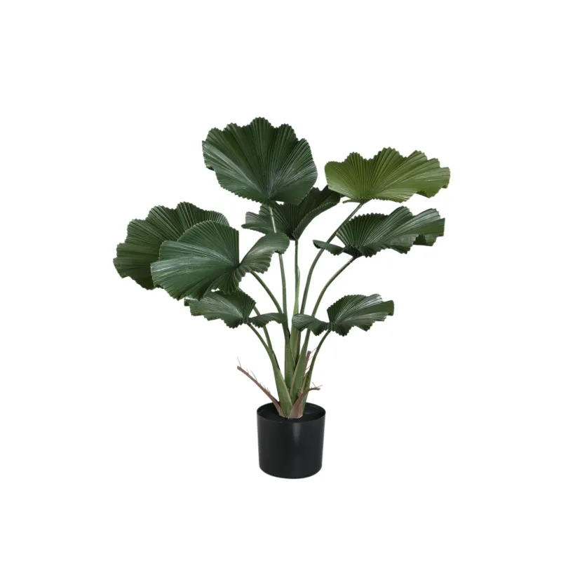 Kunst Licuala Plant 90 cm – Grote Kunstplant Donkergroen – Inclusief Pot Lage Kosten