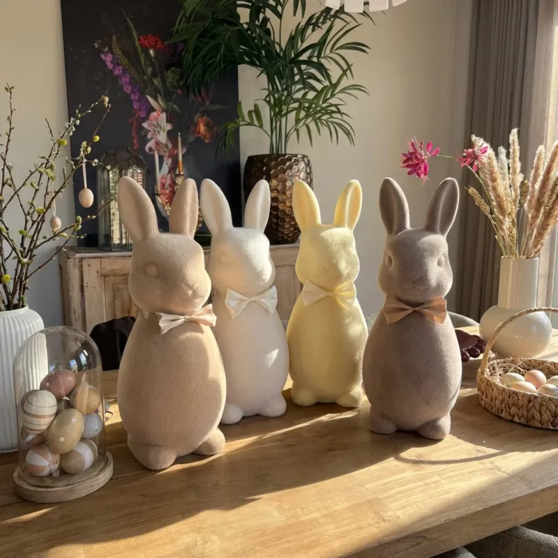 Superprijs Paashaas Man Flock XL 63 cm – Luxe Paasdecoratie