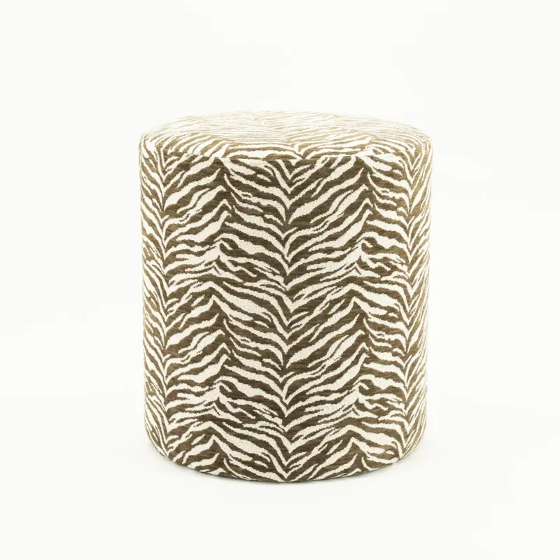 Beperkt Aanbod Poef Tigra – polyester & hout bruin