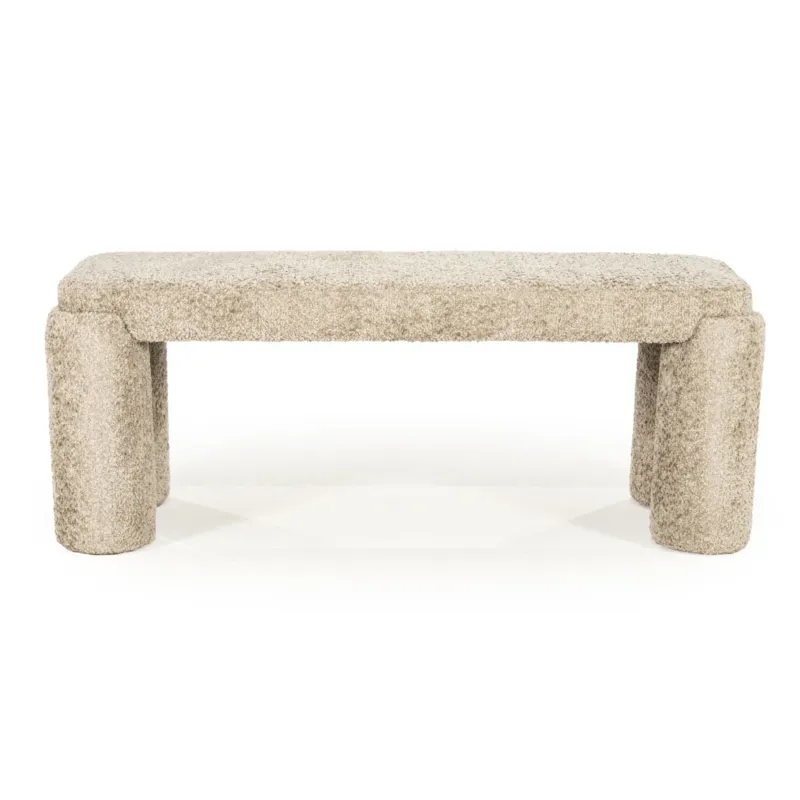 Bankje Omla – stof & hout taupe Snelle Levering