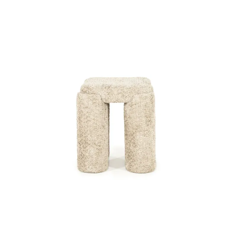 Hete Deal Poef Omla – stof & hout taupe